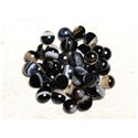 1pc - Cabochon Demi perle Pierre - Agate Noire et Blanche Rond 10mm -  4558550084798 