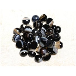1pc - Cabochon Half Pearl Stone - Black and White Agate Round 10mm - 4558550084798 