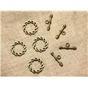 5pc - Fermoirs Toggle T Métal Bronze Torsade Celtique 20mm   4558550000637 