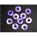 10pc - Breloques Pendentifs Nacre Cercles 15mm Violet  4558550014474 
