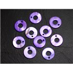 10pc - Perles Breloques Pendentifs Nacre Donuts Cercles 15mm violet foncé byzantin - 4558550014474