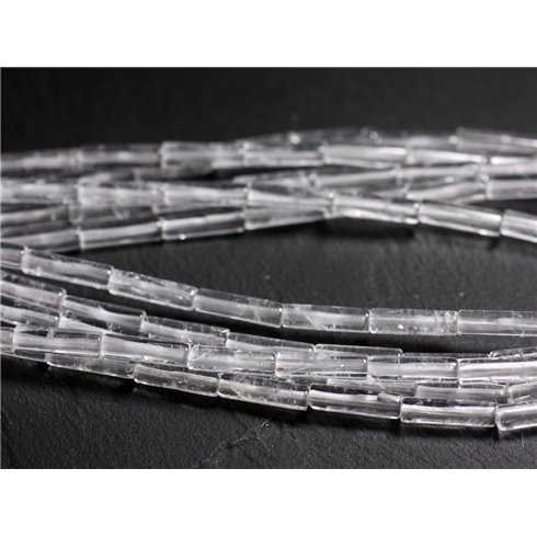 4pc - Perles de Pierre - Cristal de Roche Quartz Tubes 13x4mm - 4558550095466 