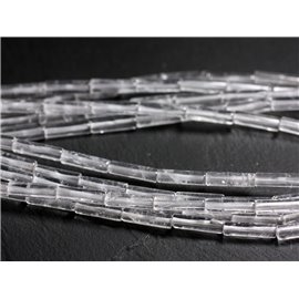 4pc - Stone Beads - Rock Crystal Quartz Tubes 13x4mm - 4558550095466 