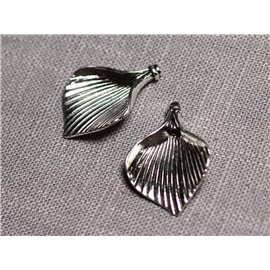 4pc - Connectors Pendants Earrings Silver Metal Flowers Leaves Aromas 28mm - 4558550095336 