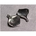 4pc - Connecteurs Pendentifs Boucles d'oreilles Métal Argenté Fleurs Feuilles Aromes 28mm - 4558550095336 