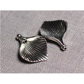 4pc - Connecteurs Pendentifs Boucles d'oreilles Métal Argenté Fleurs Feuilles Aromes 28mm - 4558550095336  4pc - Connecteurs Pendentifs Boucles d'oreilles Métal Argenté Fleurs Feuilles Aromes 28mm - 4558550095336