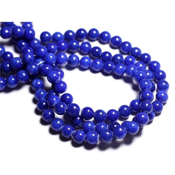 10pc - Perles de Pierre - Jade Boules 8mm Bleu Roi - 8741140001138 