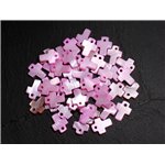 10pc - Perles Pendentifs Breloques Nacre Croix 12mm Rose clair Pastel Bonbon - 8741140003422