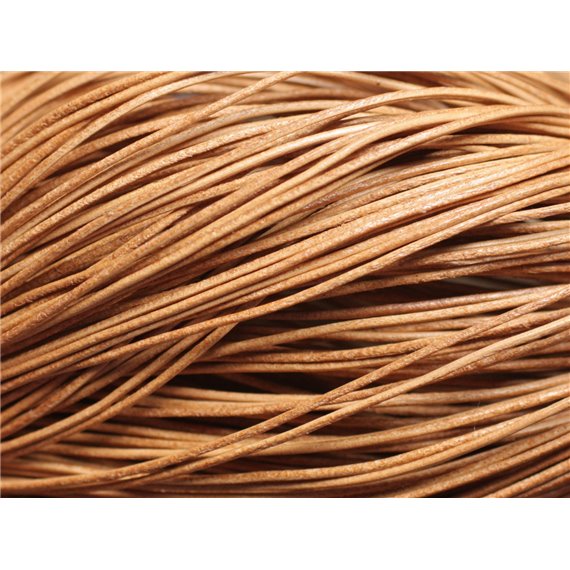 Echeveau 90 mètres - Fil Cordon Cuir Véritable Beige Naturel 1mm - 8741140011229 