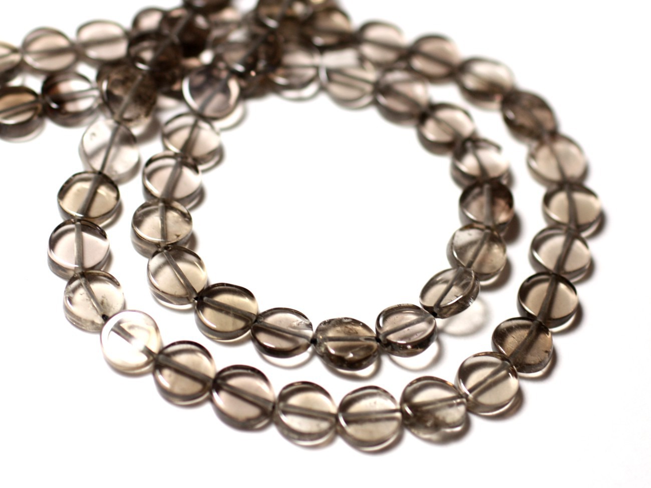 10pc - Perles de Pierre - Quartz Fumé Palets 6-7mm - 8741140011892 
