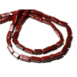 10pc - Stone Beads - Red Jasper Rectangular Cubes 5-8mm - 8741140011946 
