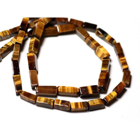 10pc - Perles de Pierre - Oeil de Tigre Rectangles Cubes 6-11mm - 8741140011977 