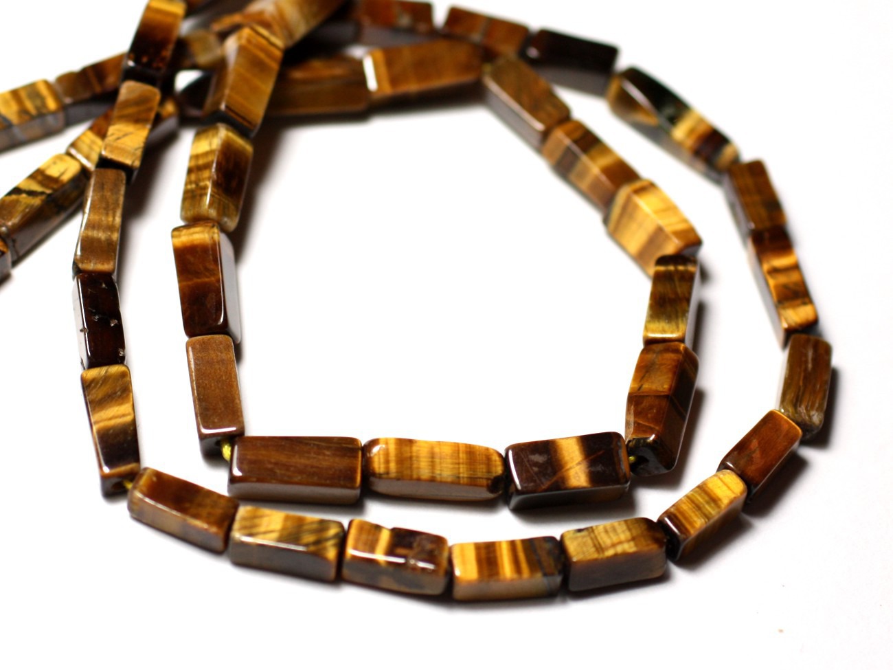 10pc - Perles de Pierre - Oeil de Tigre Rectangles Cubes 6-11mm - 8741140011977 