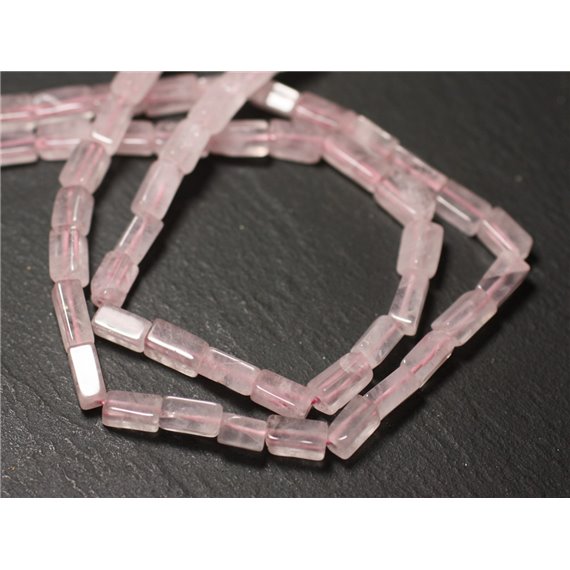 10pc - Perles de Pierre - Quartz Rose Rectangles Cubes 6-9mm - 8741140011984 