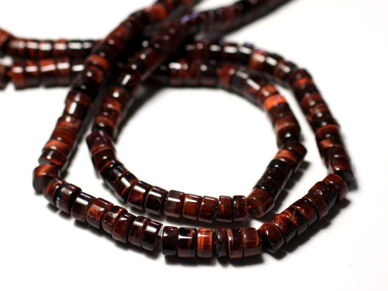 10pc - Perles Pierre - Oeil Taureau Tigre Rouge Rondelle Heishi 7-8mm - 8741140012035