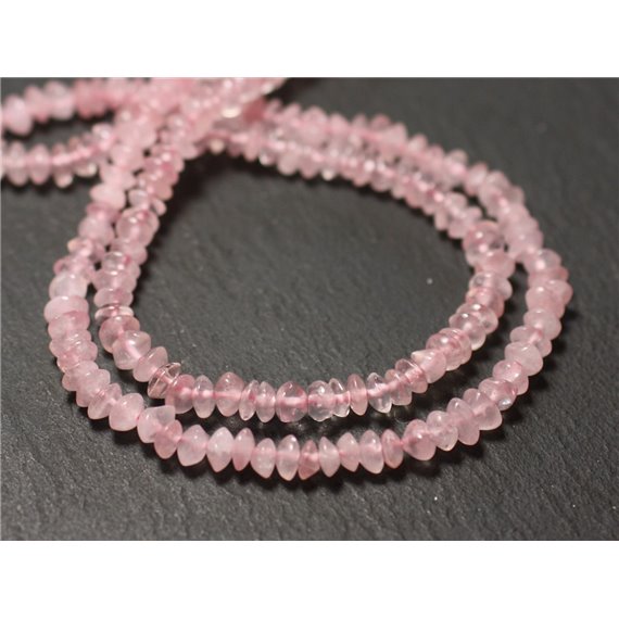 20pc - Perles de Pierre - Quartz Rose Rondelles Boulier 4-5mm - 8741140012165 