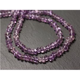 20pc - Stone Beads - Amethyst Rondelles Abacus 4-6mm - 8741140012103 