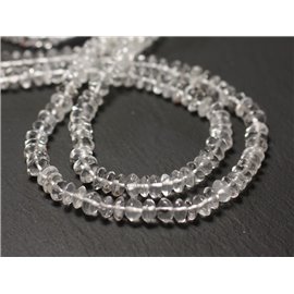 20pc - Stone Beads - Quartz Crystal Rondelles Abacus 5-6mm - 8741140012134 