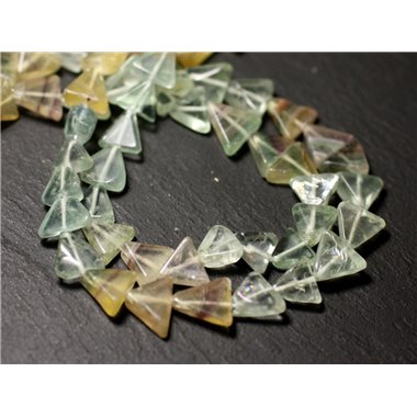 10pc - Perles de Pierre - Fluorite Multicolore Triangles 6-10mm - 8741140012189 