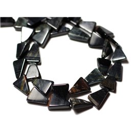 10pc - Stone Beads - Black Blue Tiger Falcon Eye Triangles 8-12mm - 8741140012219 