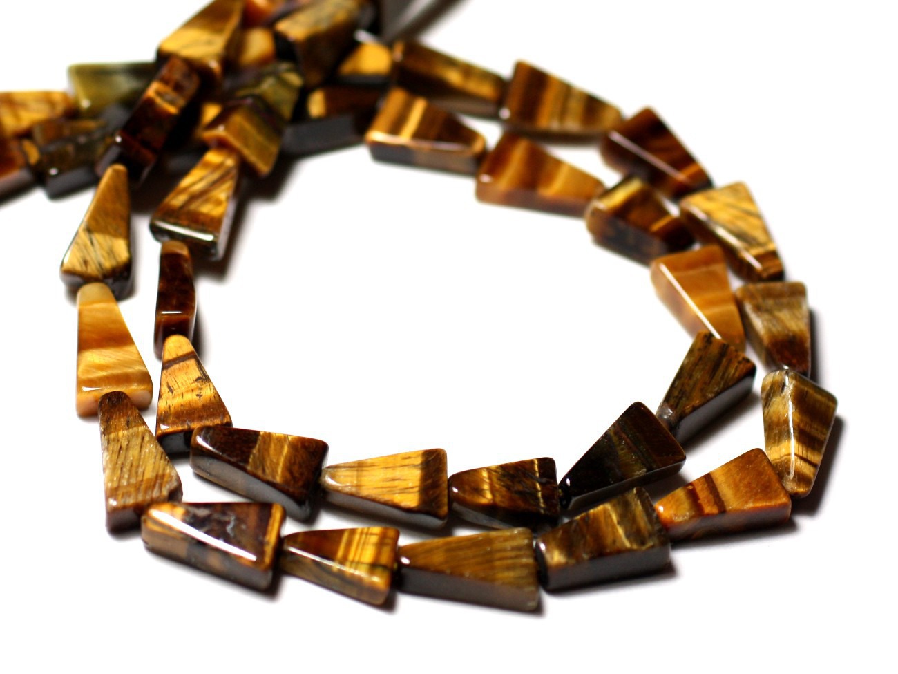 10pc - Perles de Pierre - Oeil de Tigre Triangles 8-11mm - 8741140012233 
