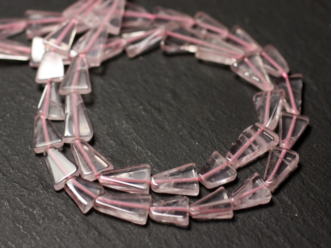 10pc - Perles de Pierre - Quartz Rose Triangles 6-10mm - 8741140012240 