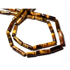 10pc - Stone Beads - Tiger Eye Tubes 10-16mm - 8741140012318 