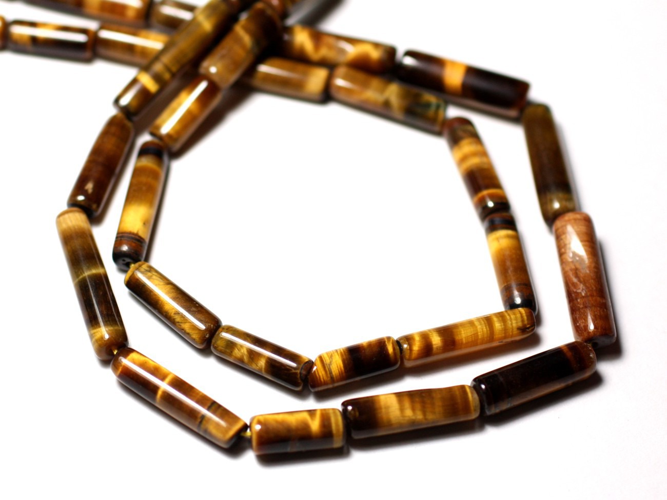 10pc - Perles de Pierre - Oeil de Tigre Tubes 10-16mm - 8741140012318 