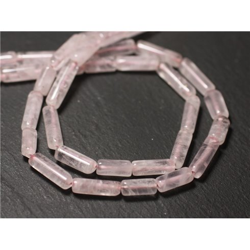 10pc - Perles de Pierre - Quartz Rose Tubes 10-15mm - 8741140012349 
