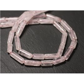 10pz - Perline di pietra - Tubi di quarzo rosa 10-15mm - 8741140012349 