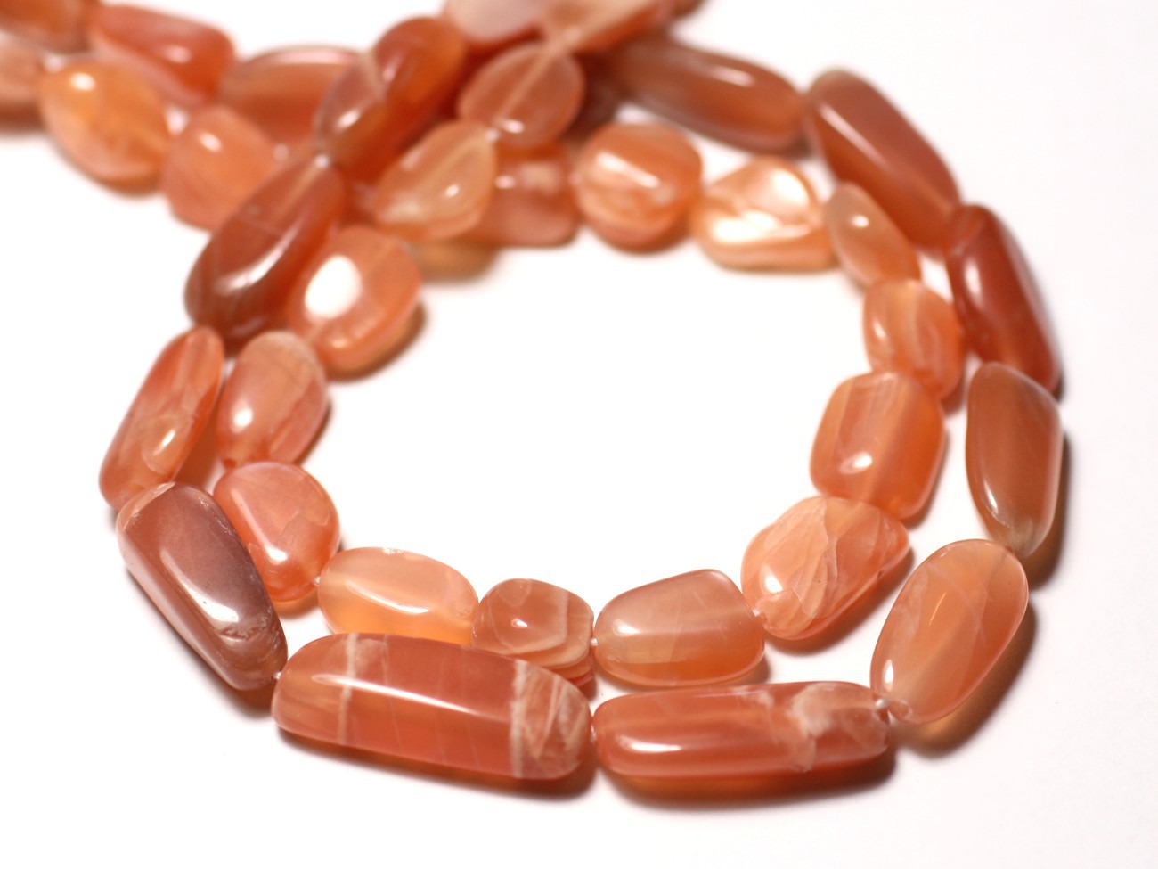 10pc - Perles de Pierre - Pierre de Lune Soleil Rose Olives 8-14mm - 8741140011687 