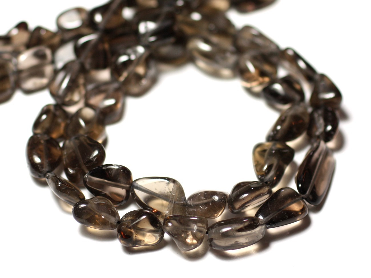 10pc - Perles de Pierre - Topaze Fumée Olives 7-12mm - 8741140011694 