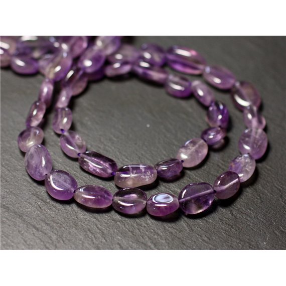 10pc - Perles Pierre - Amethyste Olives Ovales 7-10mm - 8741140011700