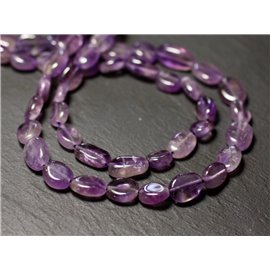 10pc - Stone Beads - Amethyst Lavender Oval Olives 7-10mm - 8741140011700 