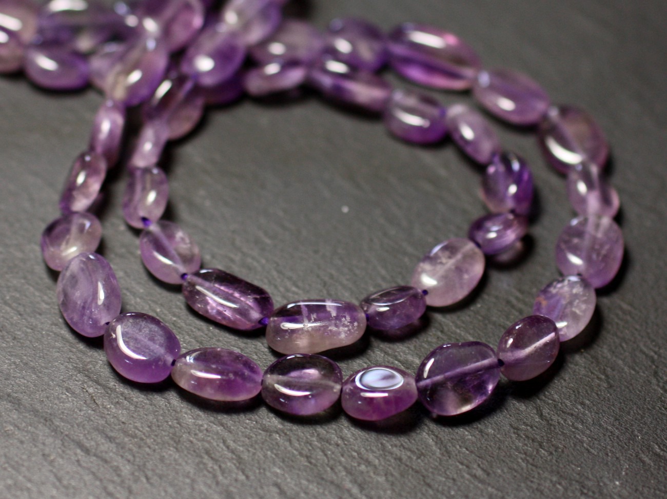 10pc - Perles Pierre - Amethyste Olives Ovales 7-10mm - 8741140011700