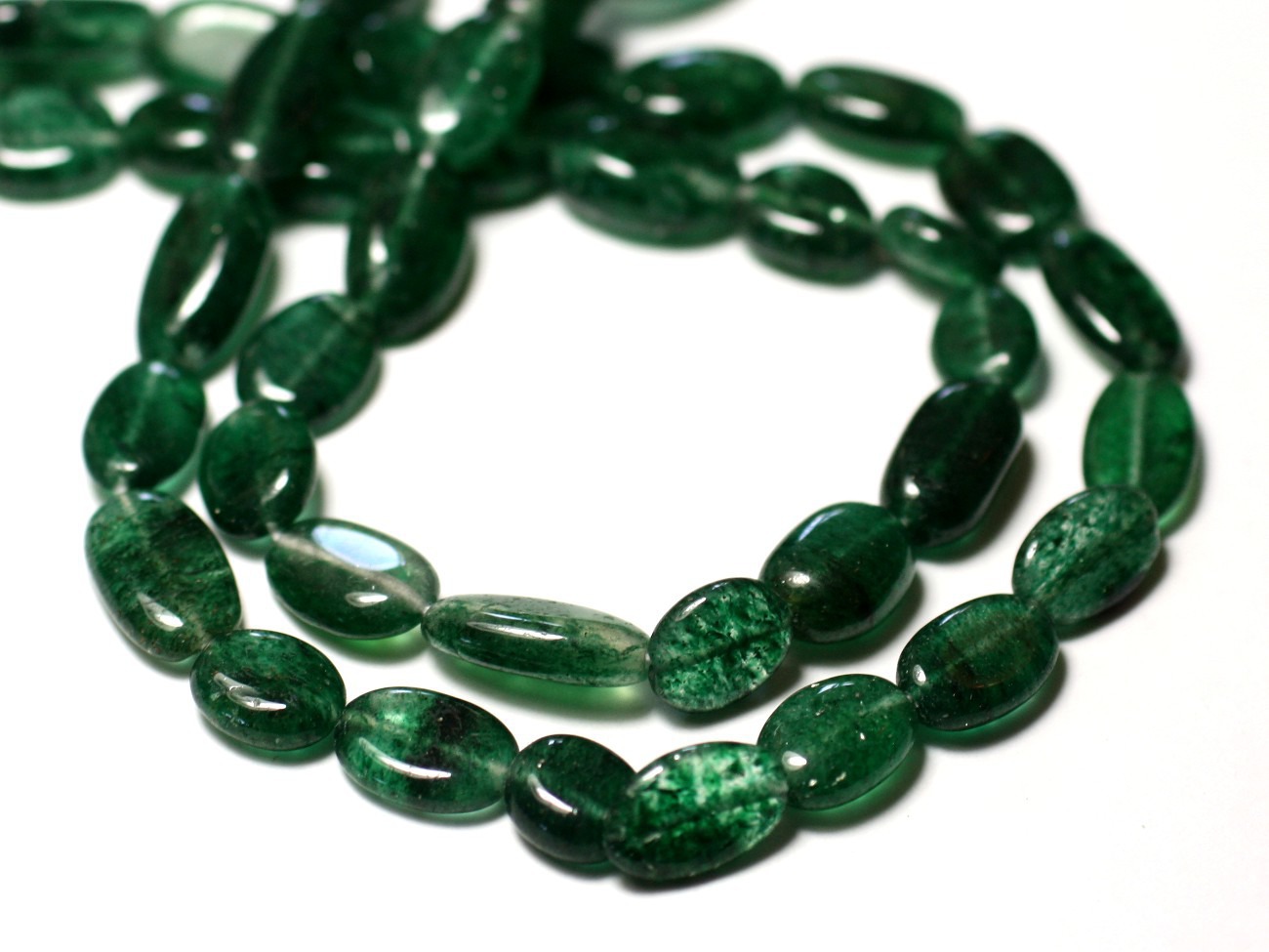 10pc - Perles de Pierre - Aventurine Verte Olives Ovales 8-15mm - 8741140011724 