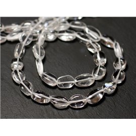 10pc - Stone Beads - Quartz Crystal Oval Olives 7-10mm - 8741140011748 