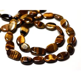 10pc - Stone Beads - Tiger Eye Oval Olives 10-15mm - 8741140011793 