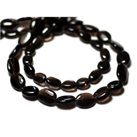 10pc - Perlas de piedra - Aceitunas ovaladas de cuarzo ahumado 6-12mm - 8741140011809 