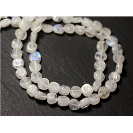 10pc - Stone Beads - White Moonstone Rainbow Palets 5-6mm - 8741140011885 