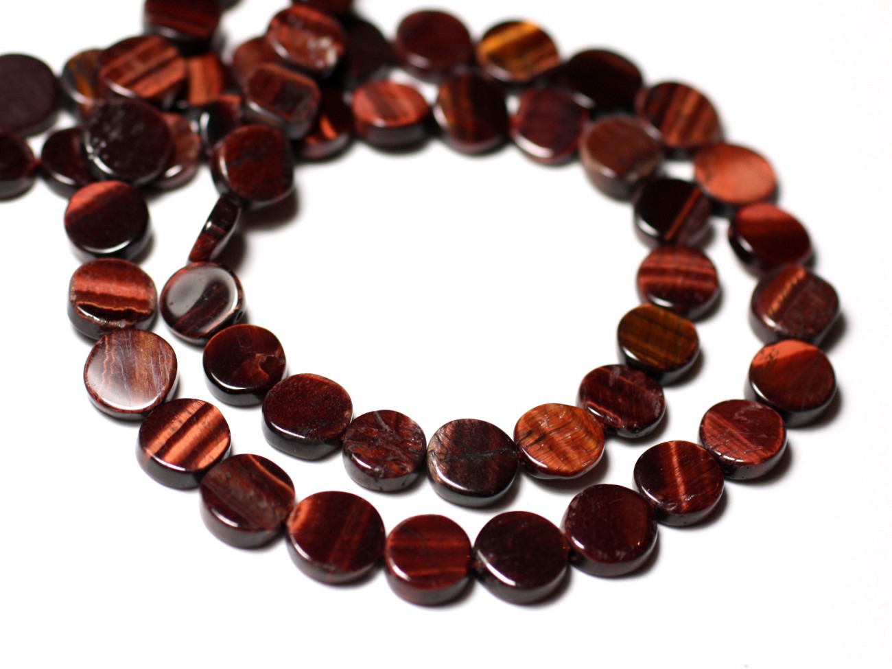 10pc - Perles de Pierre - Oeil de Taureau Palets 6-7mm - 8741140011861 