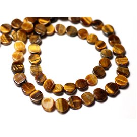 10pz - Perline di pietra - Palette occhio di tigre 6-7mm - 8741140011878 