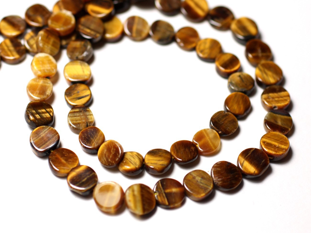 10pc - Perles de Pierre - Oeil de Tigre Palets 6-7mm - 8741140011878 