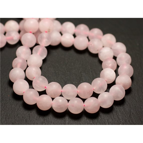 20pc - Perles de Pierre - Quartz Rose Mat Sablé Givré Boules 6mm - 8741140025578 