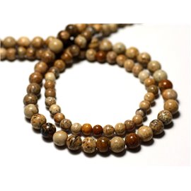 20pc - Stone Beads - Beige Landscape Jasper Balls 5-6mm - 8741140011472 