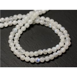 20pc - Stone Beads - Rainbow White Moonstone Balls 3-4mm - 8741140011519 