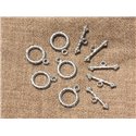 20pc - Fermoirs T Toggle Métal Argenté Qualité Rond 16x13mm   4558550007278 