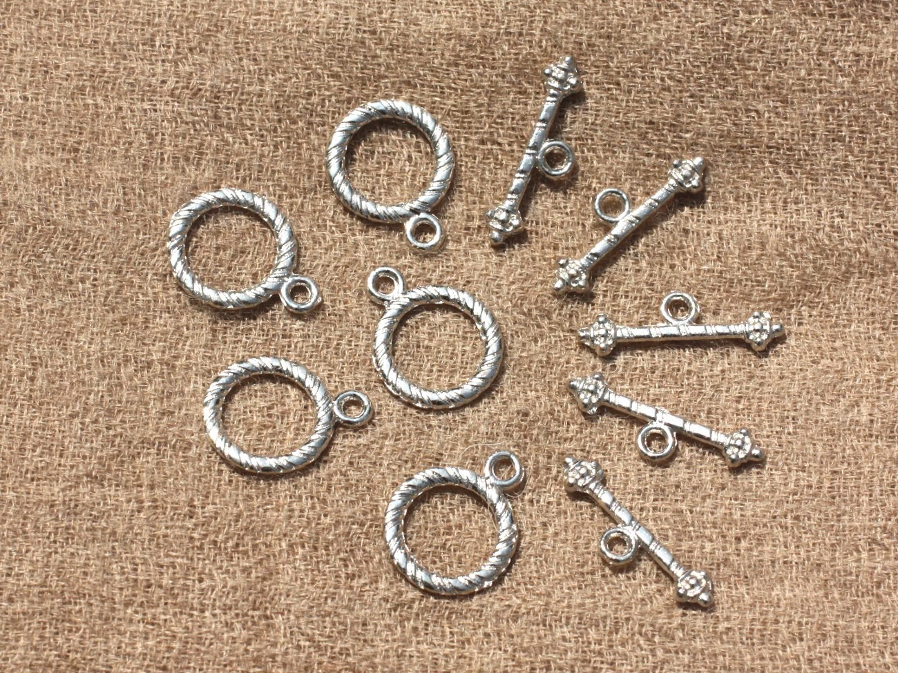 20pc - Fermoirs T Toogle Métal Argenté Qualité Rond 16x13mm   4558550007278 