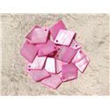 10pc - Breloques Pendentifs Nacre Losanges 21mm Rose   4558550017505 