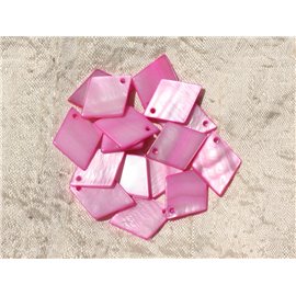 10pc - Mother of Pearl Pendants Charms Diamonds 21mm Pink 4558550017505 